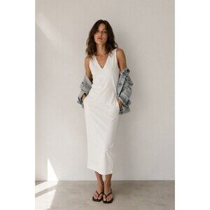 james perse white ruched dress James Perse Recycled Jersey Front Ruched Dress